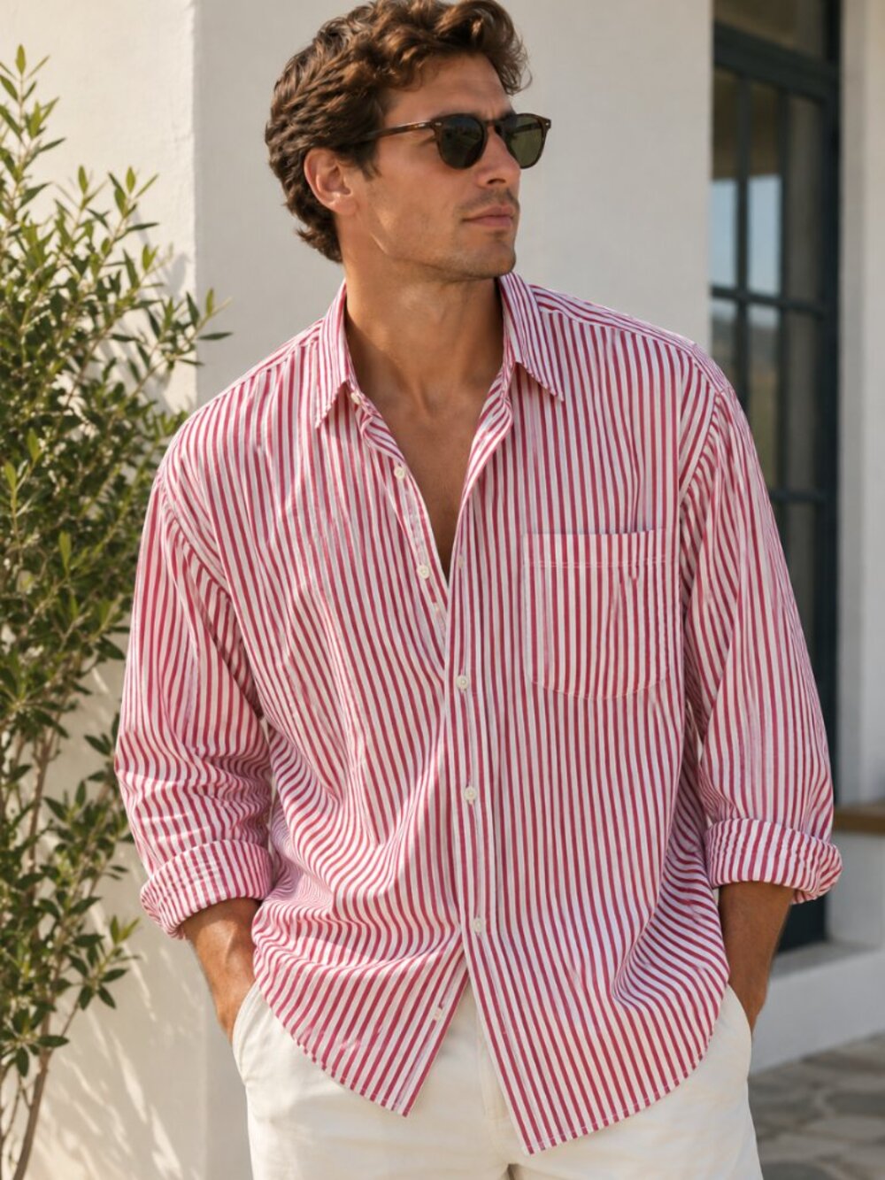 J.Crew Red White Striped Flannel | NWT Secret Wash Slim Size L